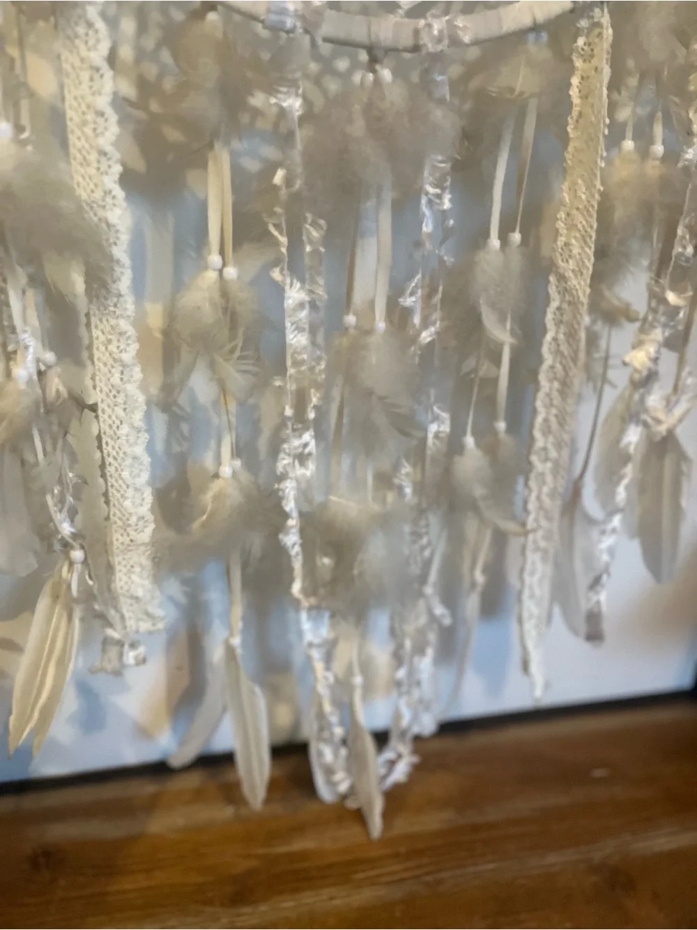 Handmade Cream Crochet Dreamcatcher Wall Hanging
